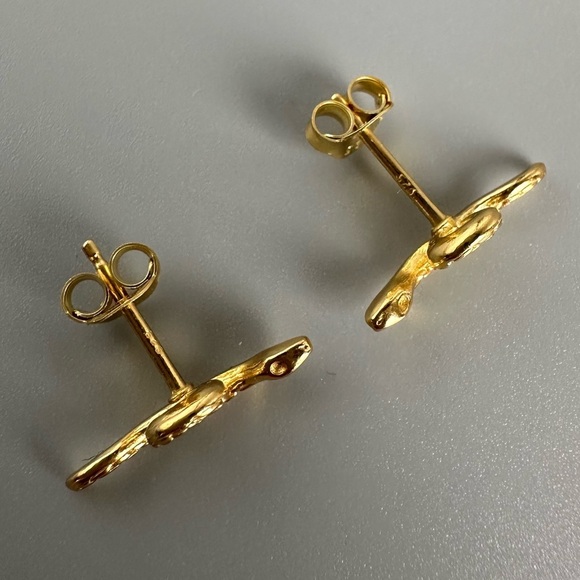 14k Gold Vermeil Snake Stud Earrings - Picture 13 of 16